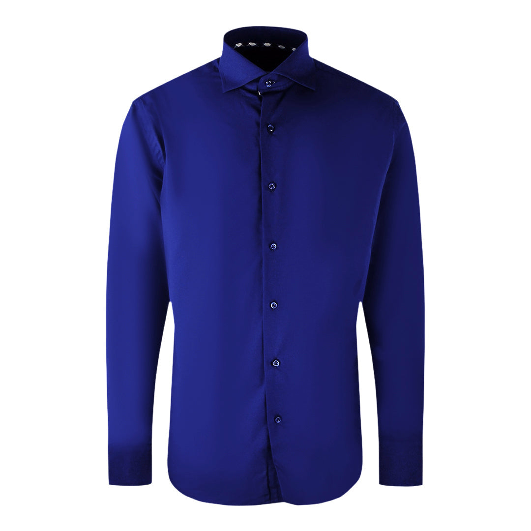 Aquascutum Plain Branded Logo Long Sleeve Blue Shirt
