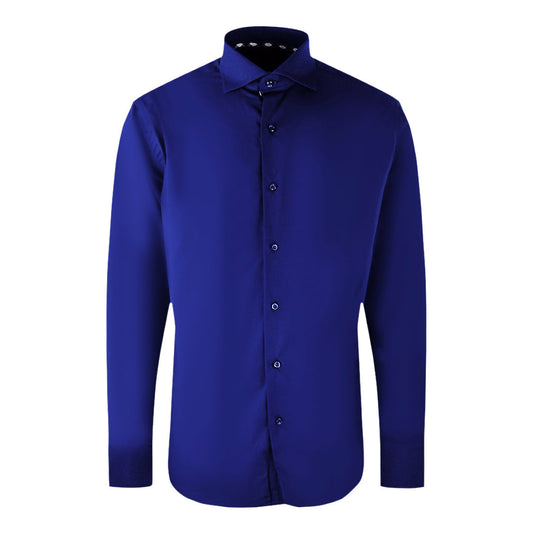 Aquascutum Plain Branded Logo Long Sleeve Blue Shirt