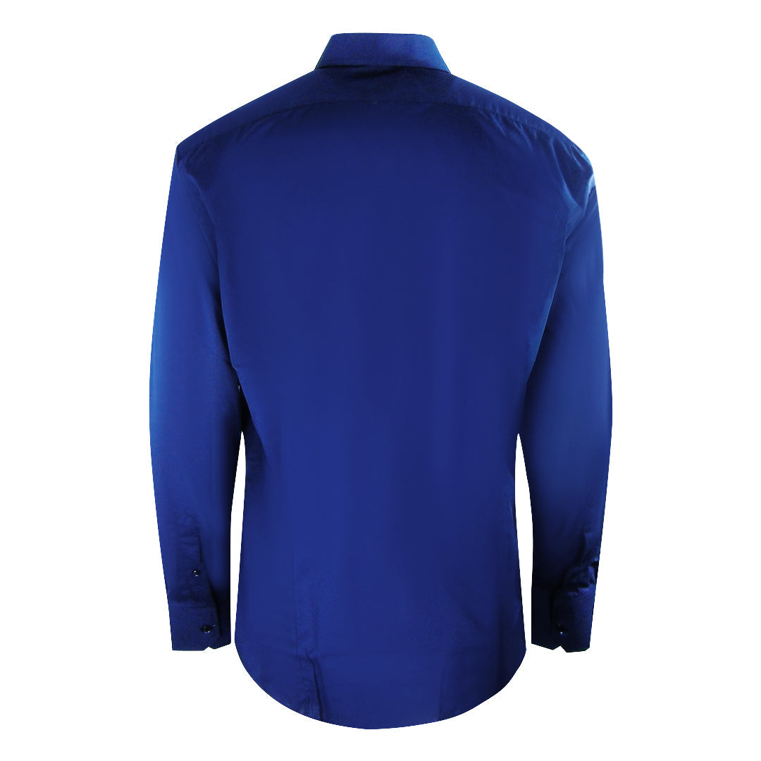 Aquascutum Plain Branded Logo Long Sleeve Blue Shirt