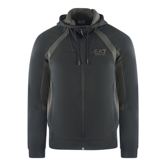 Ea7 Box Logo Black Zip Up Hoodie
