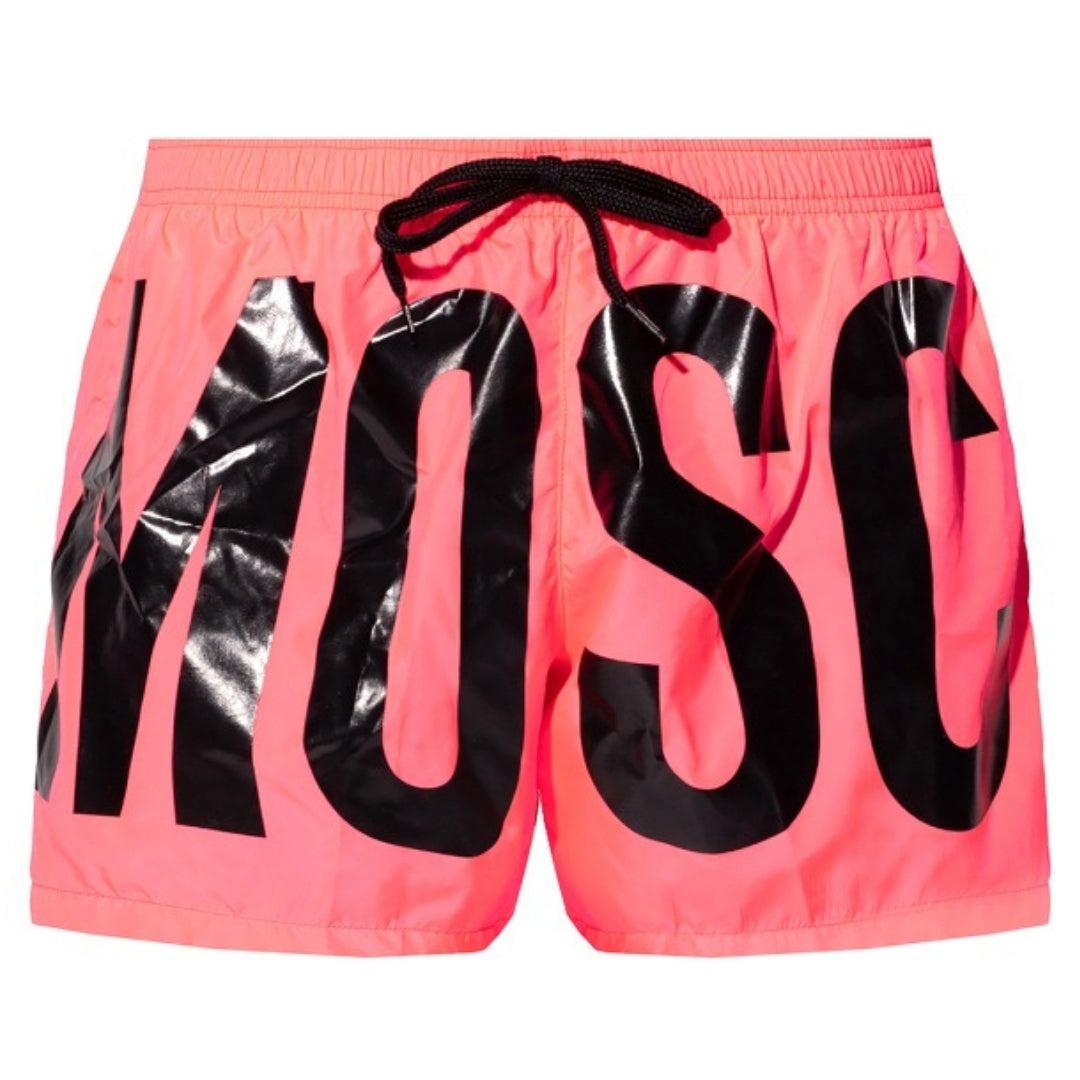 Moschino Brand Print Logo Bright Pink Short Swim Shorts M