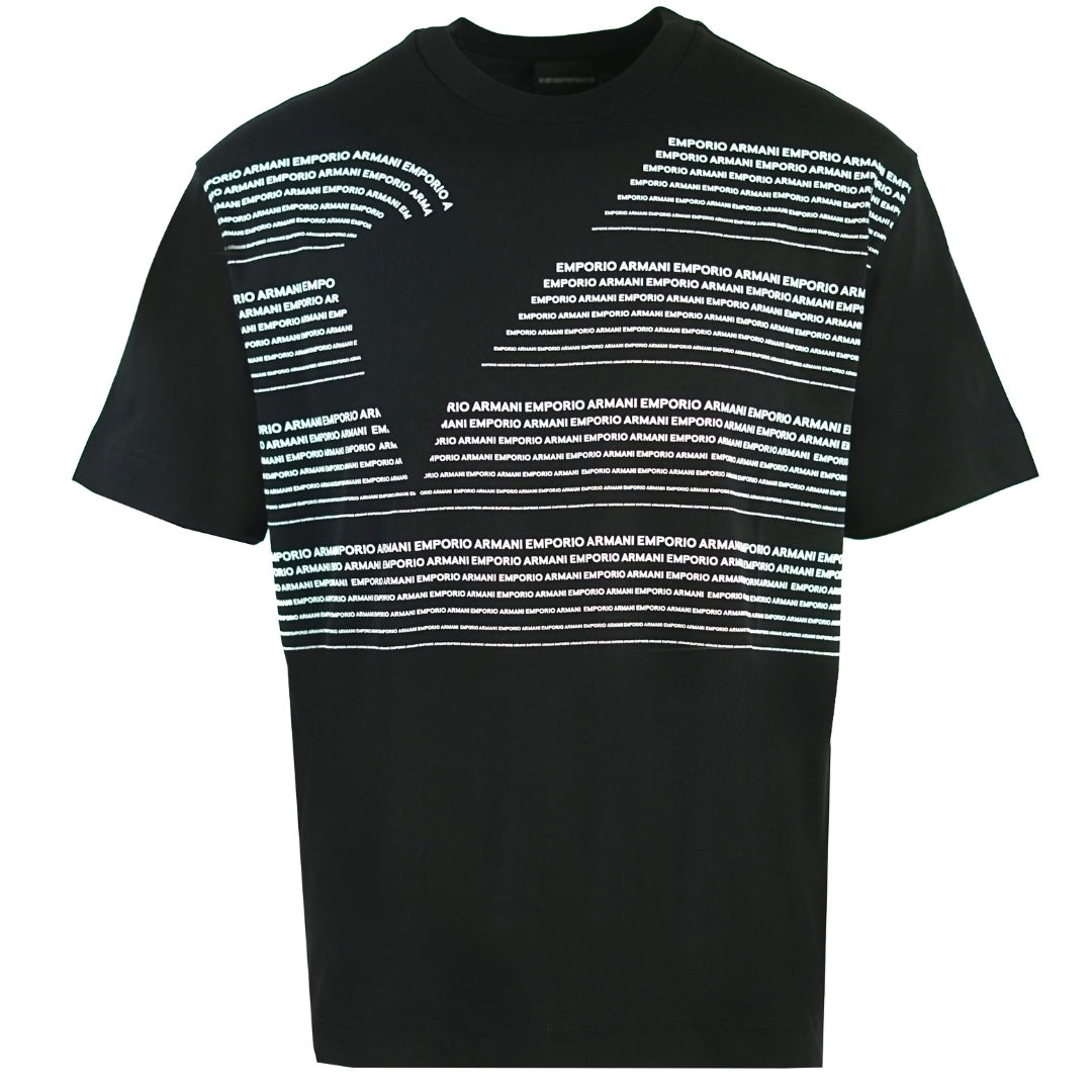 Emporio Armani Large Lettering Logo Black T-Shirt - Style Centre Wholesale
