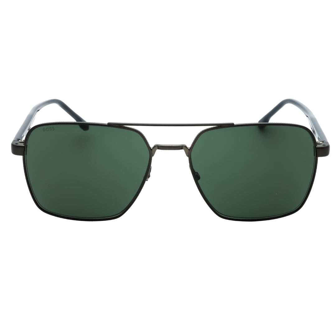 Hugo Boss Green Lens Matte Ruthenium Black Sunglasses One Size