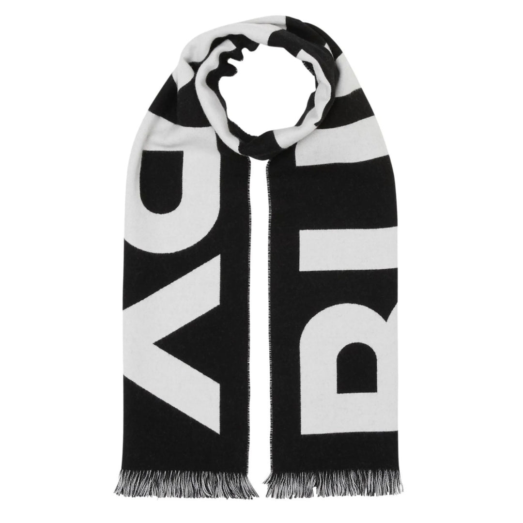 BURBERRY 8054214 Burberry logo-jacquard wool scarf BLACK SCARF MALE One Size