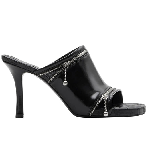 BURBERRY 8080259 Burberry Peep Heeled Mules BLACK PEEP SANDAL WOMENS UK 5