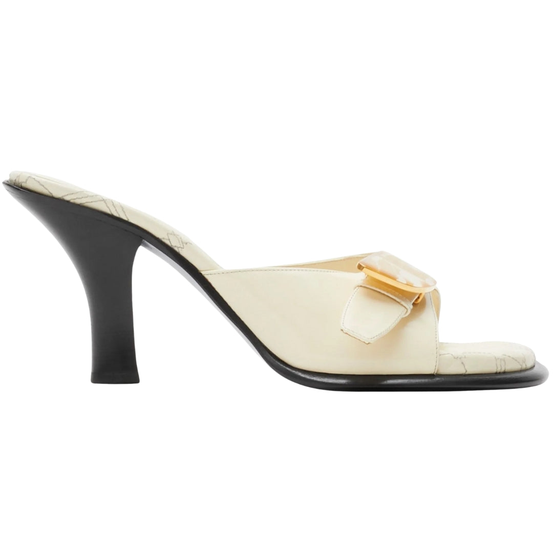 BURBERRY 8084824 Burberry Bay leather mules WOOL (Cream) PEEP SANDAL WOMENS UK 4
