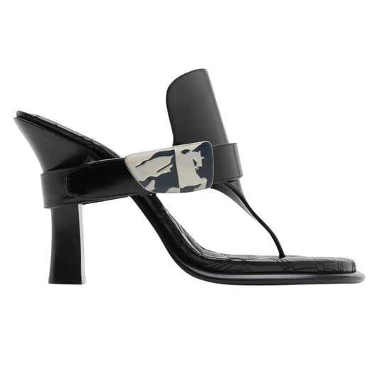BURBERRY 8085544 Burberry Bay Leather Sandals BLACK BAY SANDAL WOMENS UK 4
