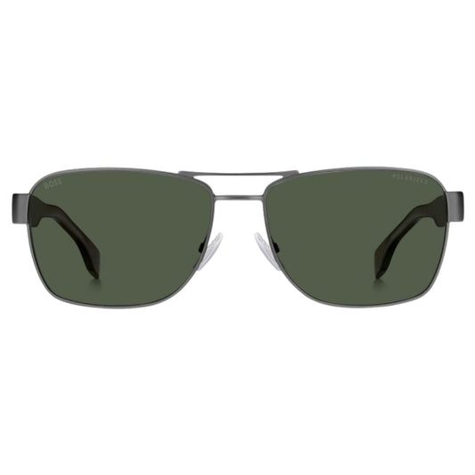 Hugo Boss Matte Ruthenium Dark Havana Legs Green Lensed Sunglasses BOSS 1441 0086 UC