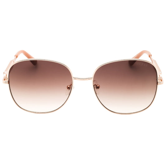 Guess Shiny Rose Gold Metal Frame Gradient Brown Lensed Sunglasses GF6190 28F