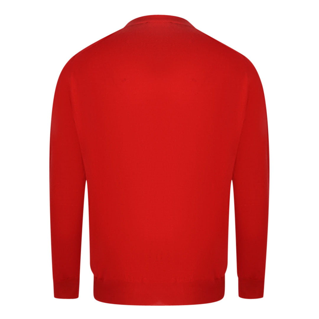 Aquascutum Check A Logo Red V Neck Jumper