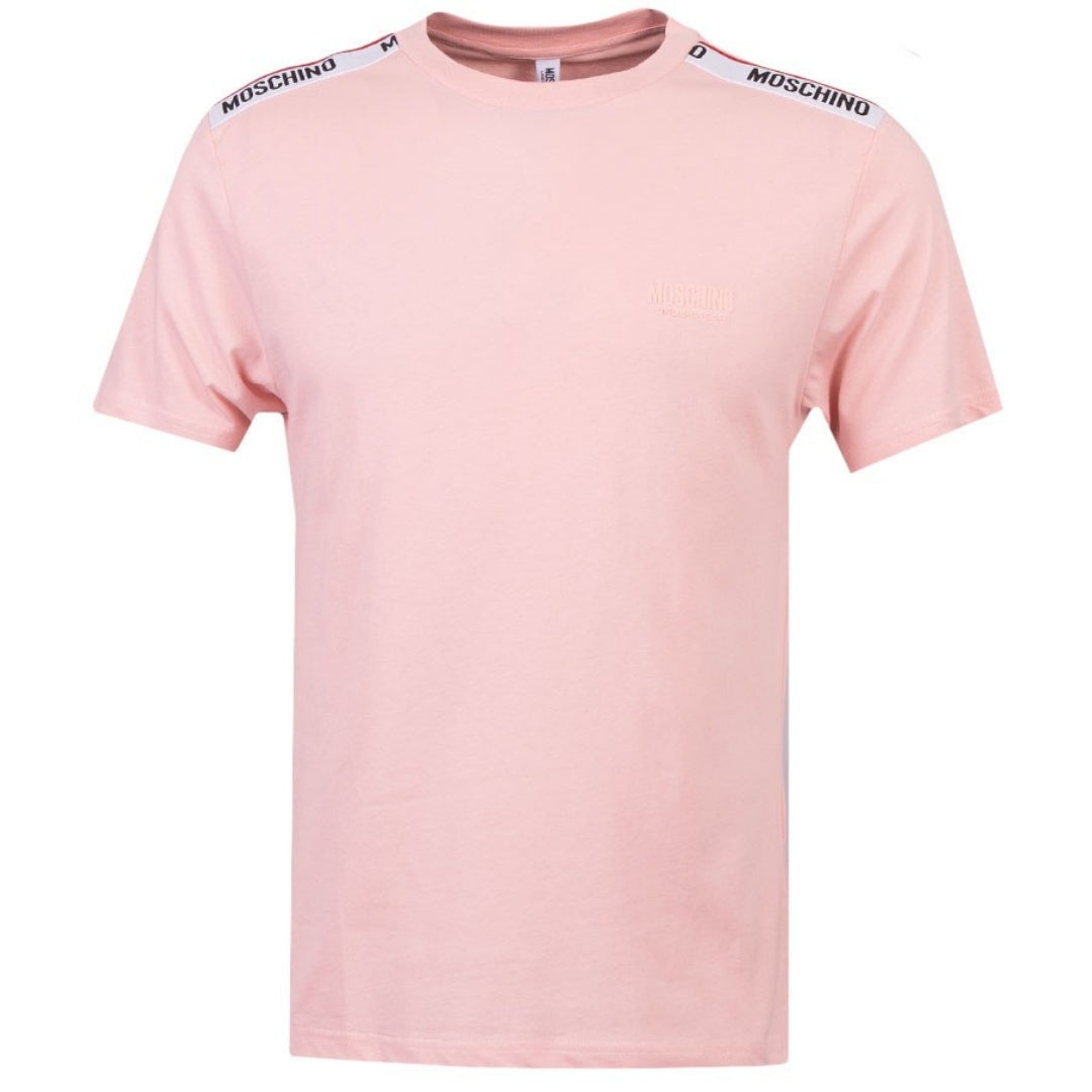 Moschino Taped Shoulder Logo Pink T-Shirt XS