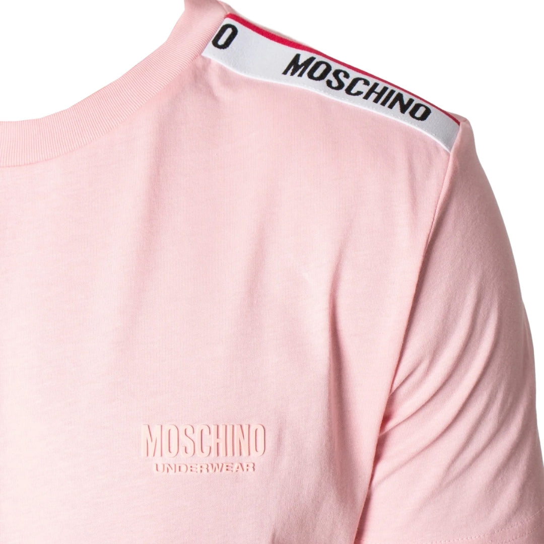 Moschino Taped Shoulder Logo Pink T-Shirt XS