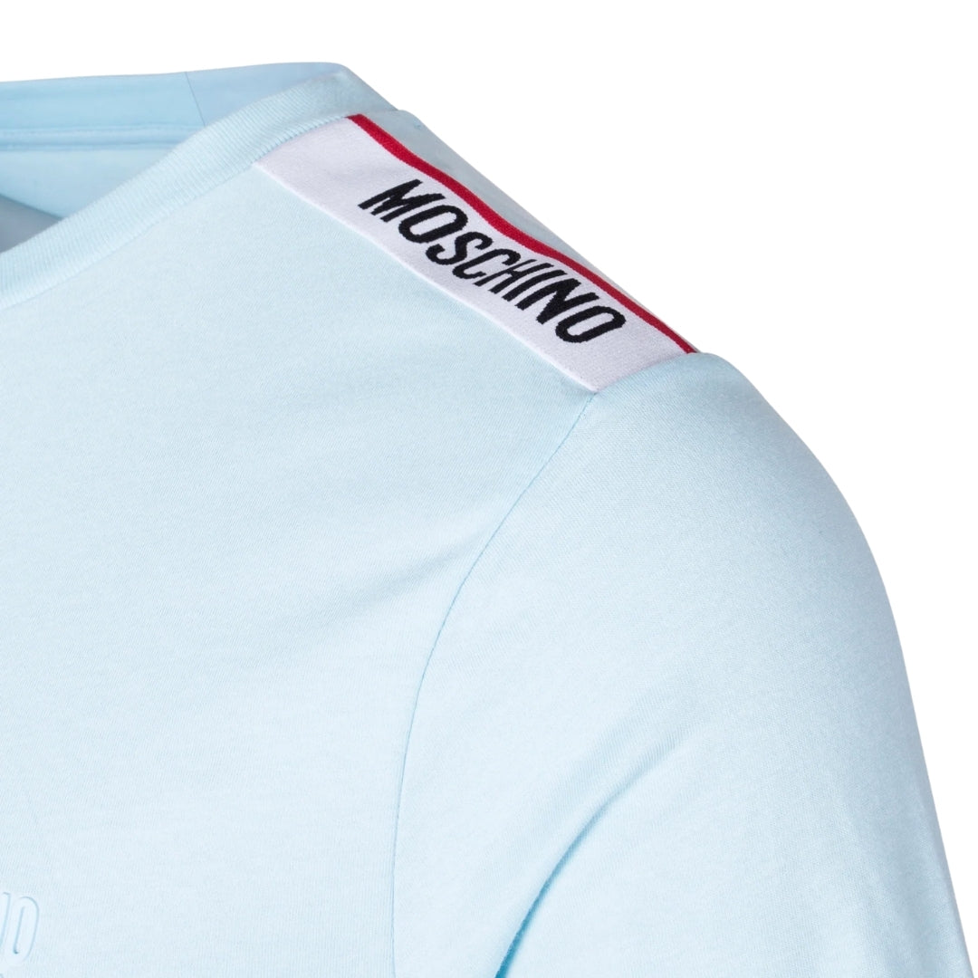 Moschino Taped Shoulder Logo Light Blue T-Shirt S