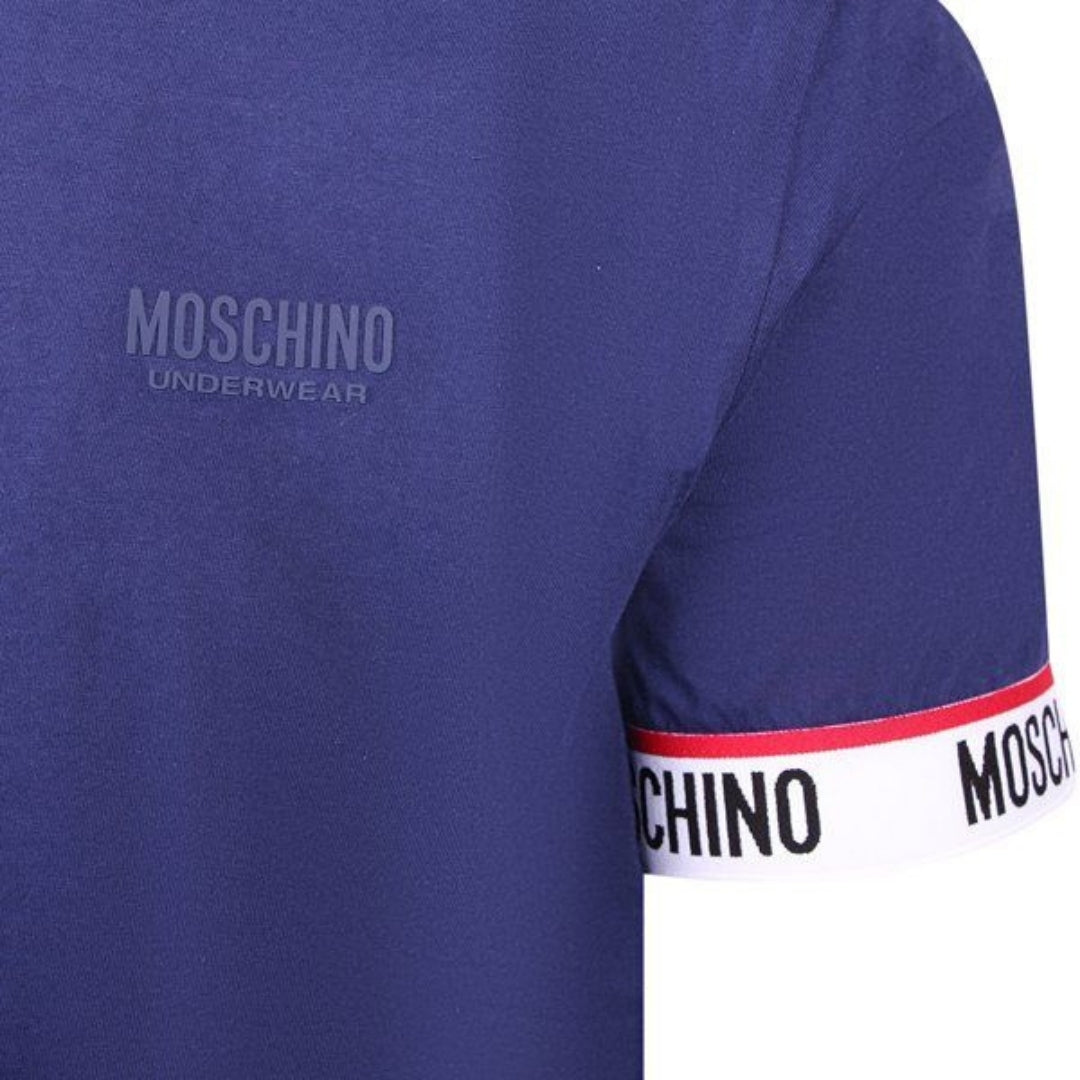 Moschino Taped Sleeve Logo Navy Blue T-Shirt S