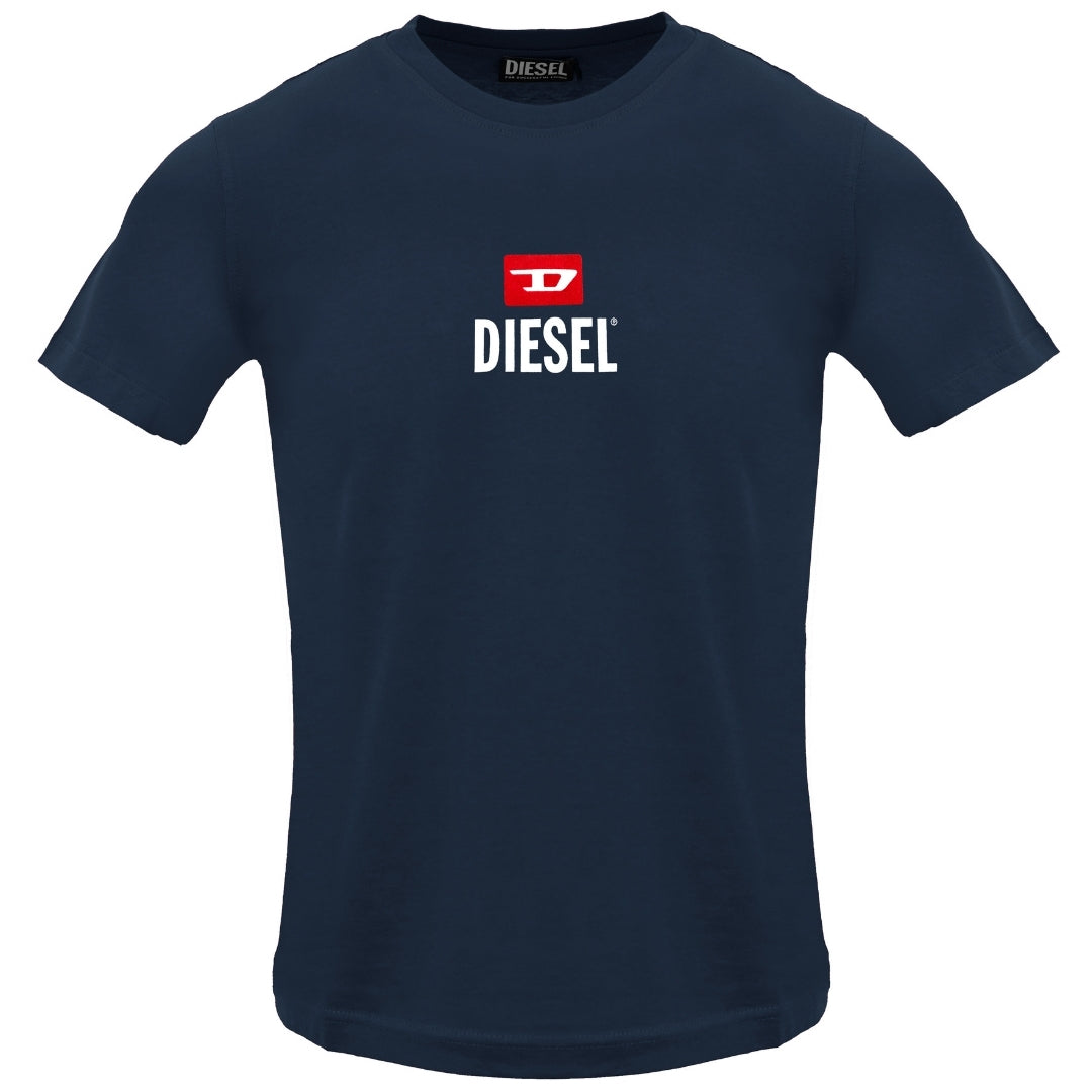 Diesel T Just Small New D Logo Total Eclipse T Shirt 81E Navy Blue - Style Centre Wholesale