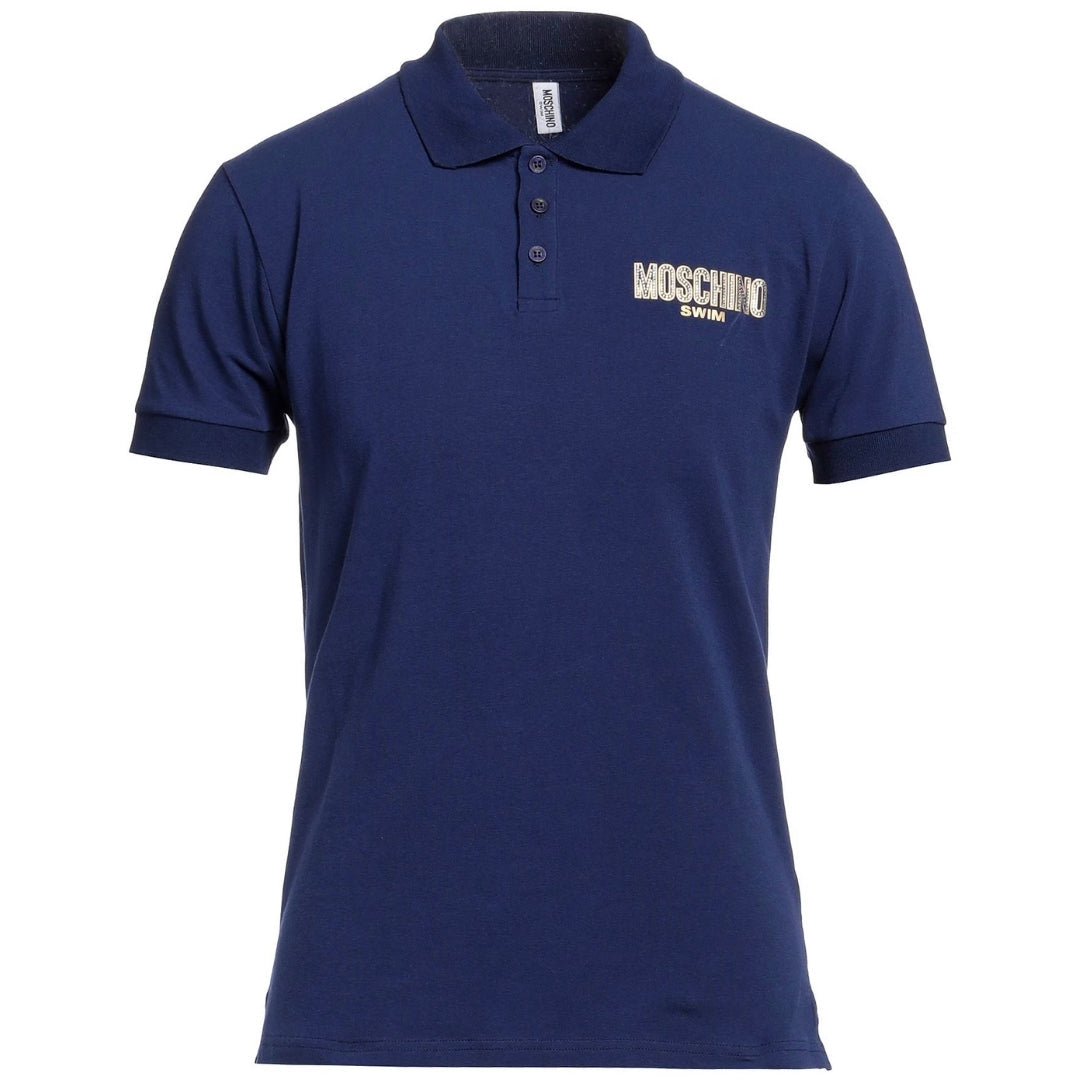 Moschino Swim Logo Navy Blue Polo Shirt S