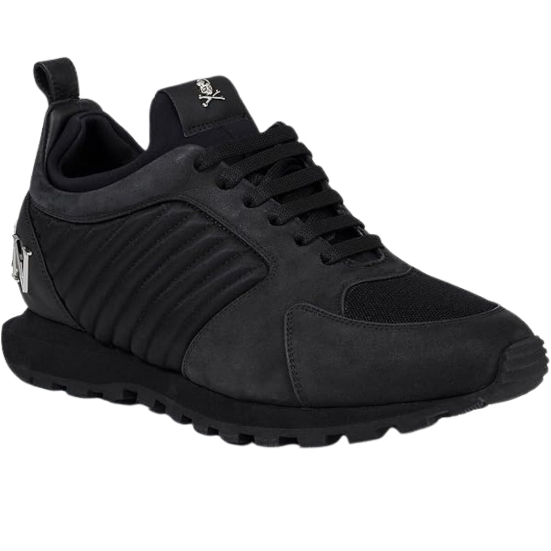 PHILIPP PLEIN A17S MSC0776 PLE067N 291 BLACK/NICKEL TRAINERS UK 8.5