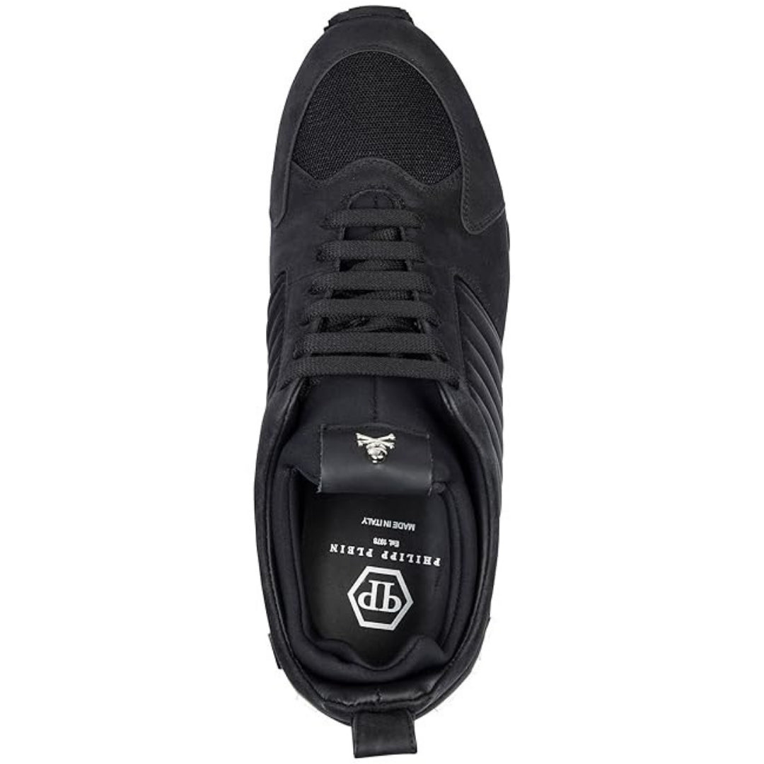 PHILIPP PLEIN A17S MSC0776 PLE067N 291 BLACK/NICKEL TRAINERS UK 8.5
