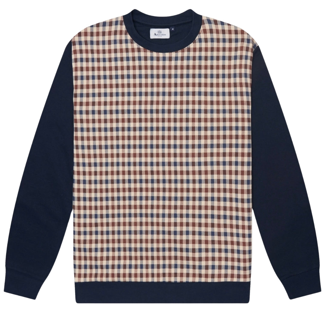 Aquascutum Active Club Check Crewneck Navy S
