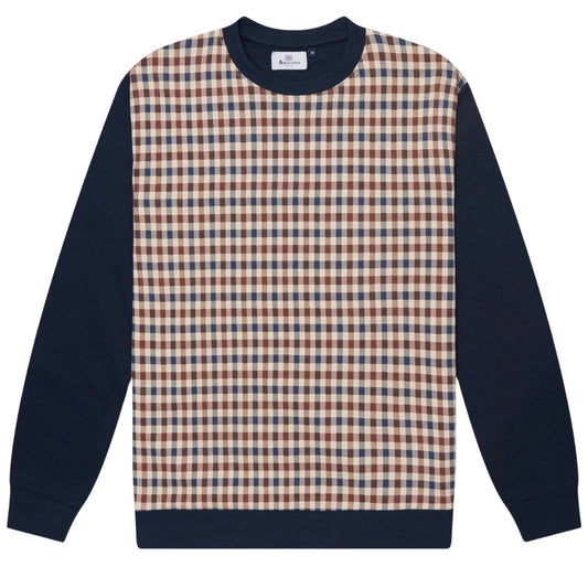 Aquascutum Active Club Check Crewneck Navy S