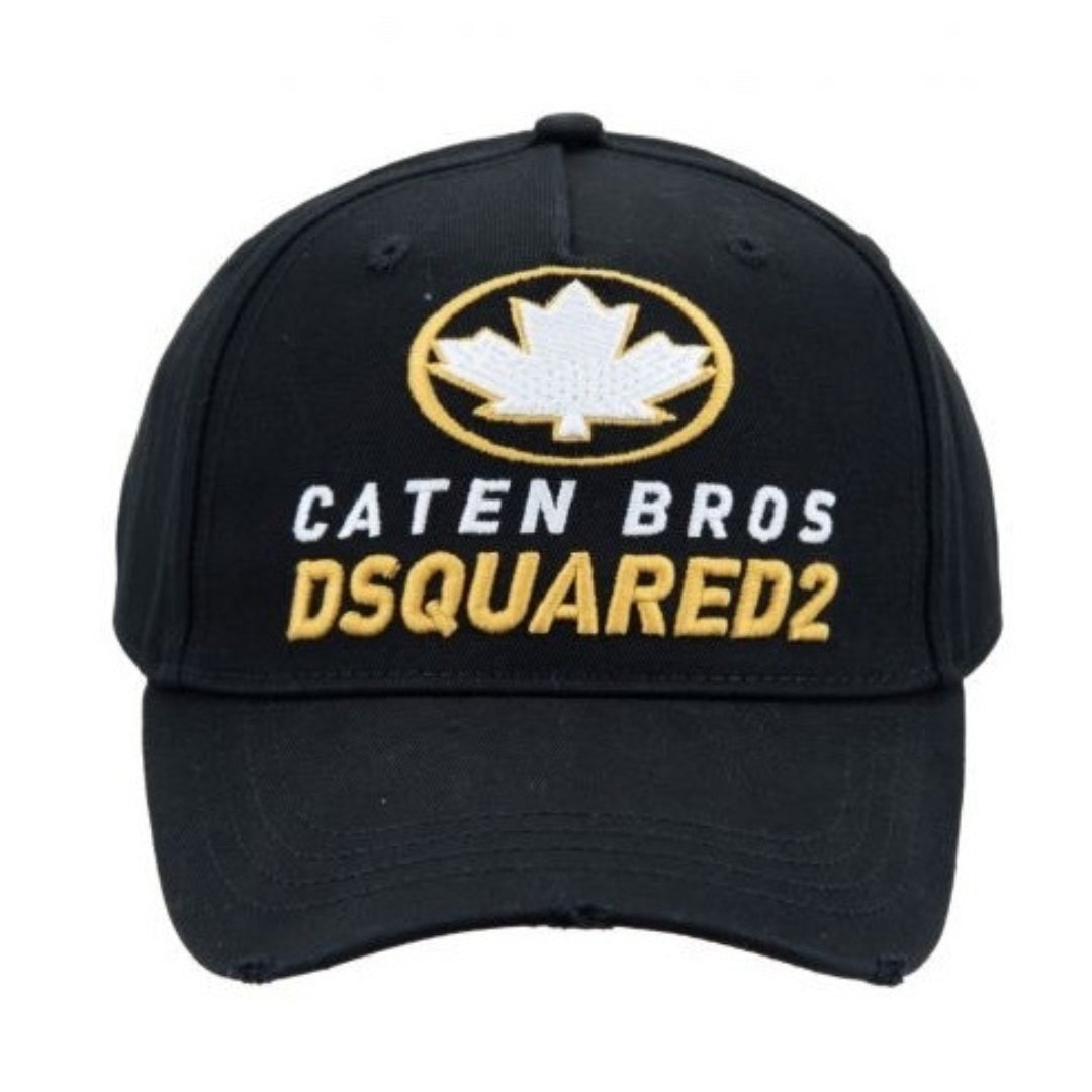 DSQUARED2 BCM0645 2124 Maple Leaf  Baseball Cap 2124 BLACK Hat One Size