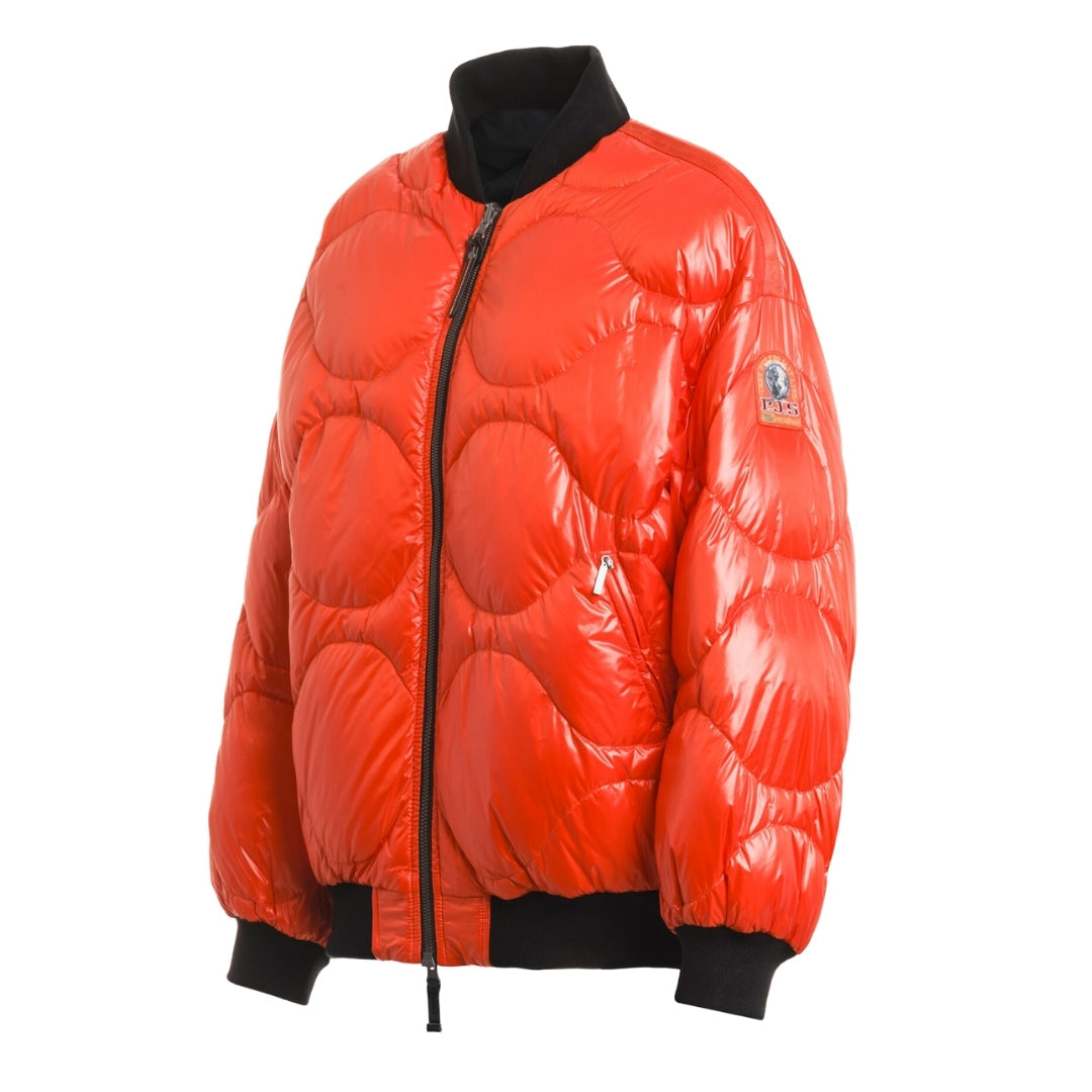 Parajumpers BOMB PWJKIN32 Reversible Jacket R028 PENCIL - CARROT Black - Reverse Side Orange Oversize Down Bomber Jacket Womens S