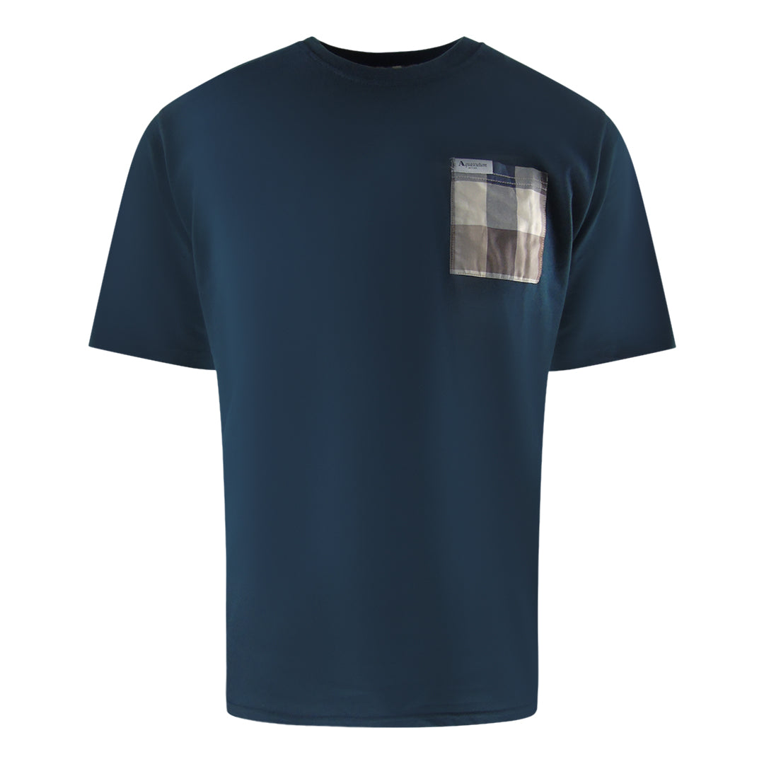 Aquascutum Active Club Check Pocket T Shirt Navy Aa_B005_Ts008_11 Mens