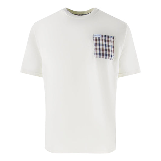 Aquascutum Active Club Check Pocket T Shirt Old White Aa_B005_Ts007_02 Mens