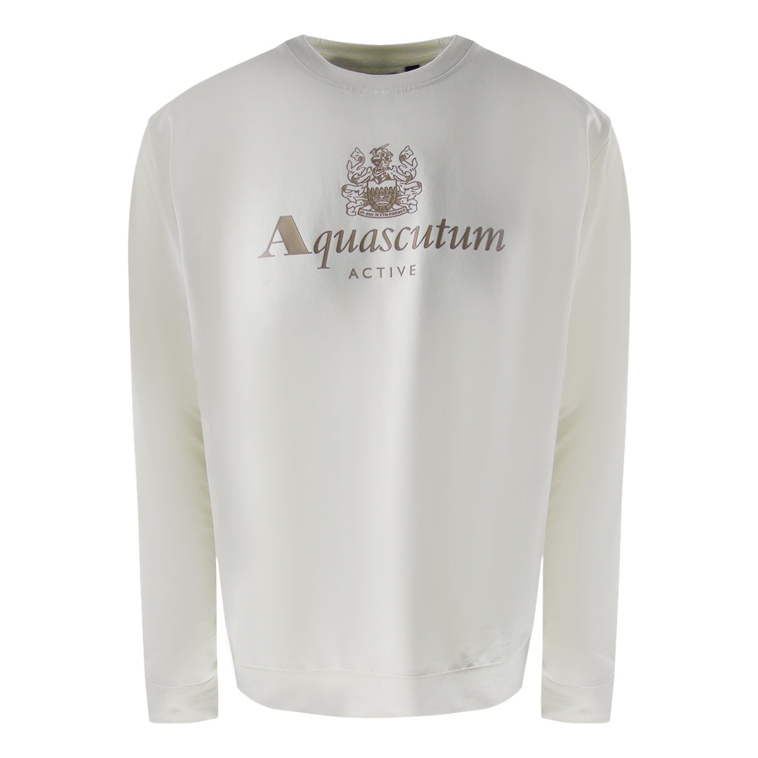 Aquascutum Active Big Logo Crewneck Old White Aa_B005_Sw004_02 Mens