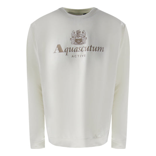 Aquascutum Active Big Logo Crewneck Old White Aa_B005_Sw004_02 Mens