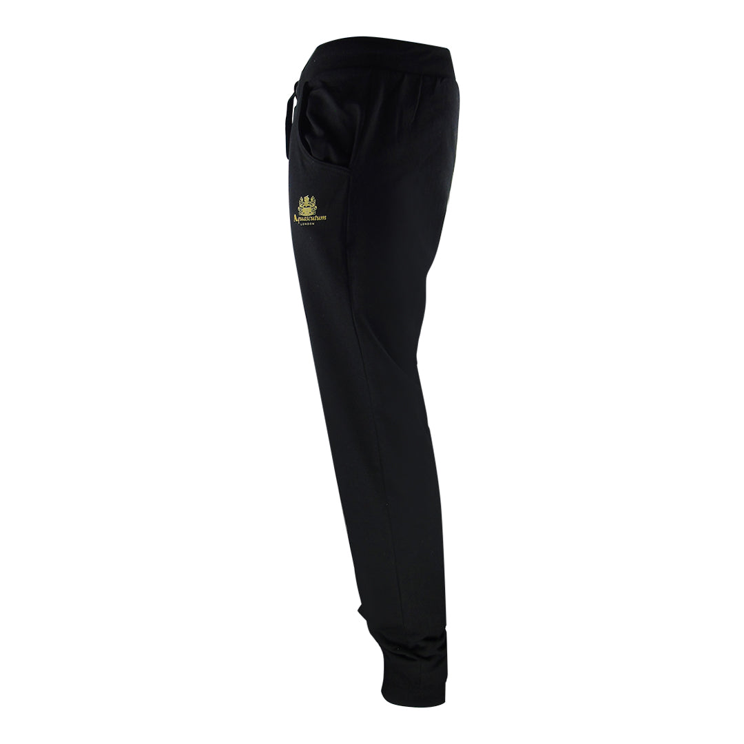 Aquascutum London Logo Crewneck Black Track Pants Set - Style Centre Wholesale