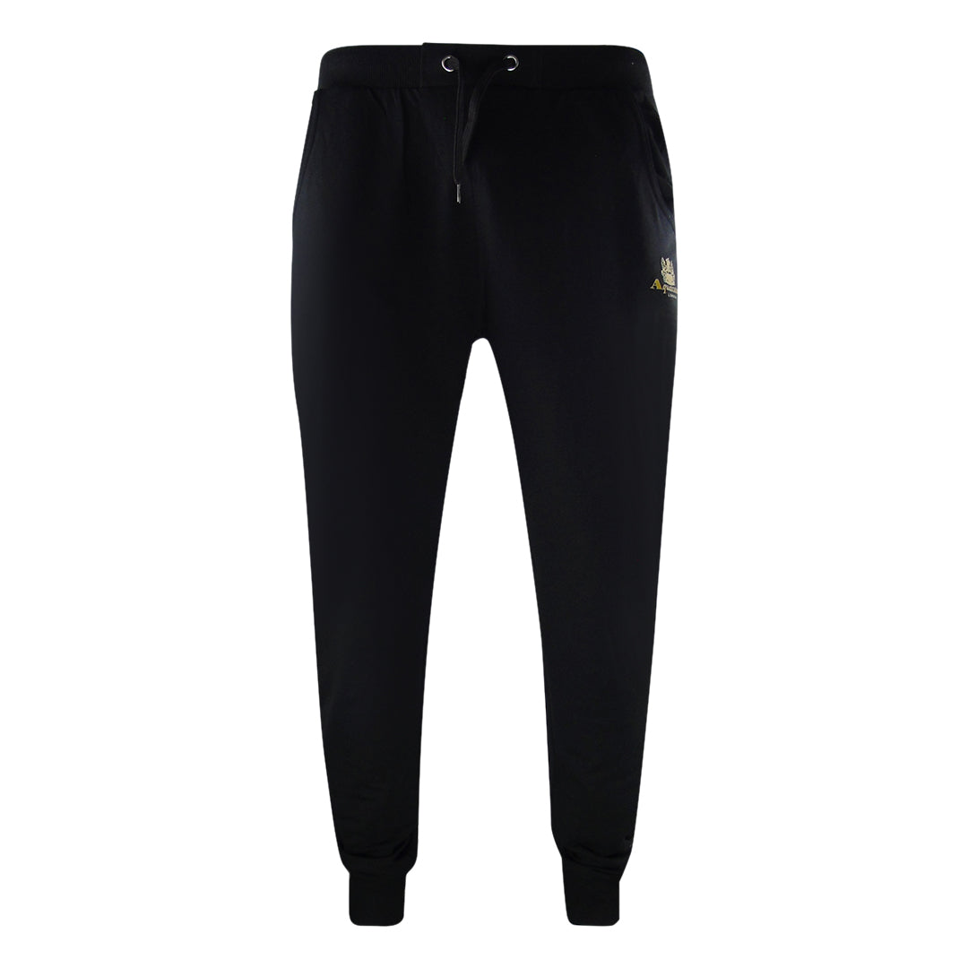 Aquascutum London Logo Crewneck Black Track Pants Set - Style Centre Wholesale