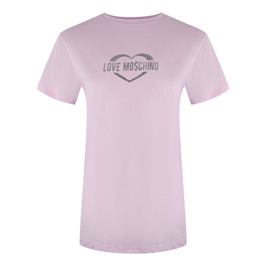 Love Moschino Shiny Heart Logo Pink T-Shirt - Nova Clothing