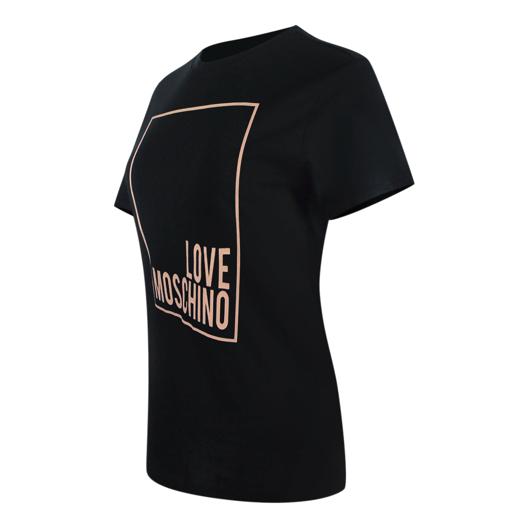 Love Moschino Pink Box Logo Black T-Shirt - Nova Clothing