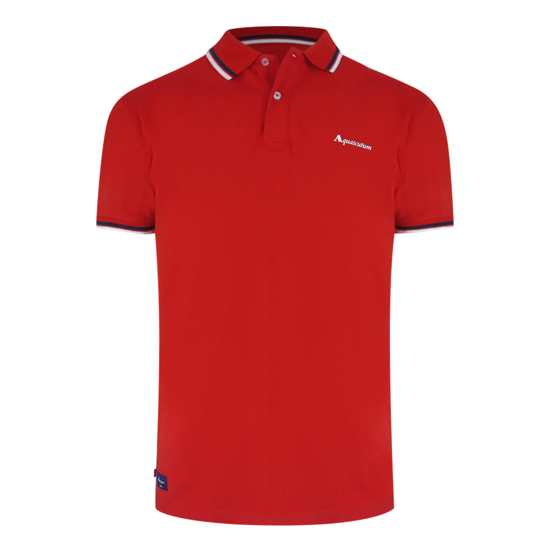 Aquascutum Active Active Cotton Stripes Polo Dry Fit Red Aa_Core_Po002_13 Red Polo Shirt Mens