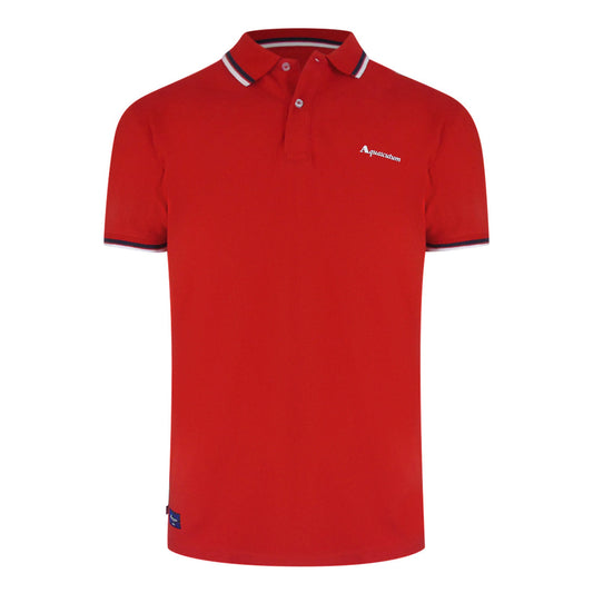 Aquascutum Active Active Cotton Stripes Polo Dry Fit Red Aa_Core_Po002_13 Red Polo Shirt Mens