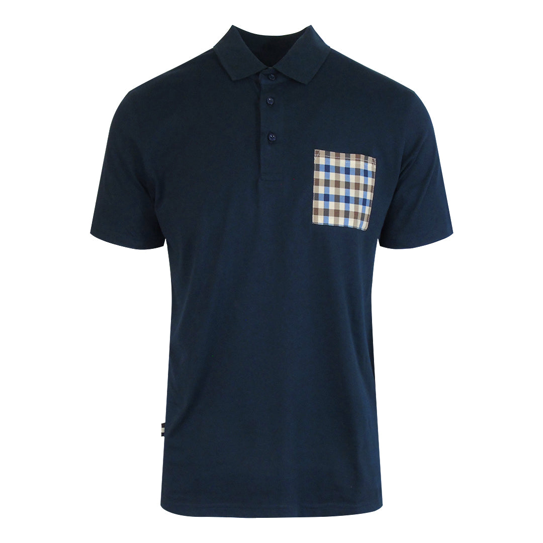 Aquascutum Active Beach Sailor Check Polo Navy Ab_Core_Po002_11 Mens