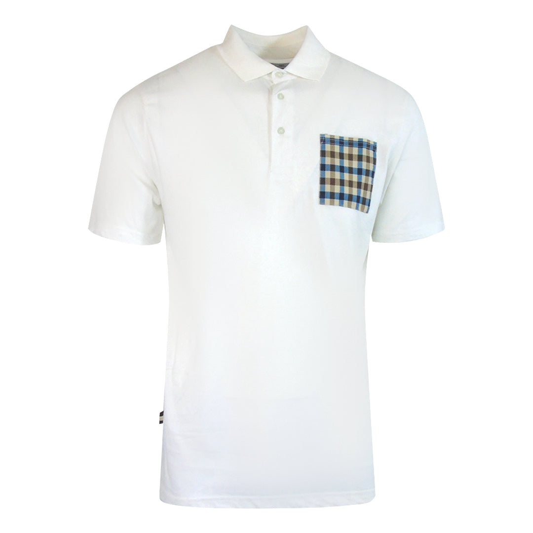 Aquascutum Active Beach Sailor Check Polo Optical White Ab_Core_Po002_01 White Polo Shirt Mens