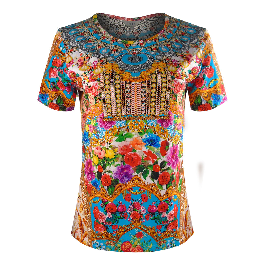 Inoa Fashion Covent Garden 1916 Rd Blu Grn Yllw Gry T Shirt Womens - Style Centre Wholesale