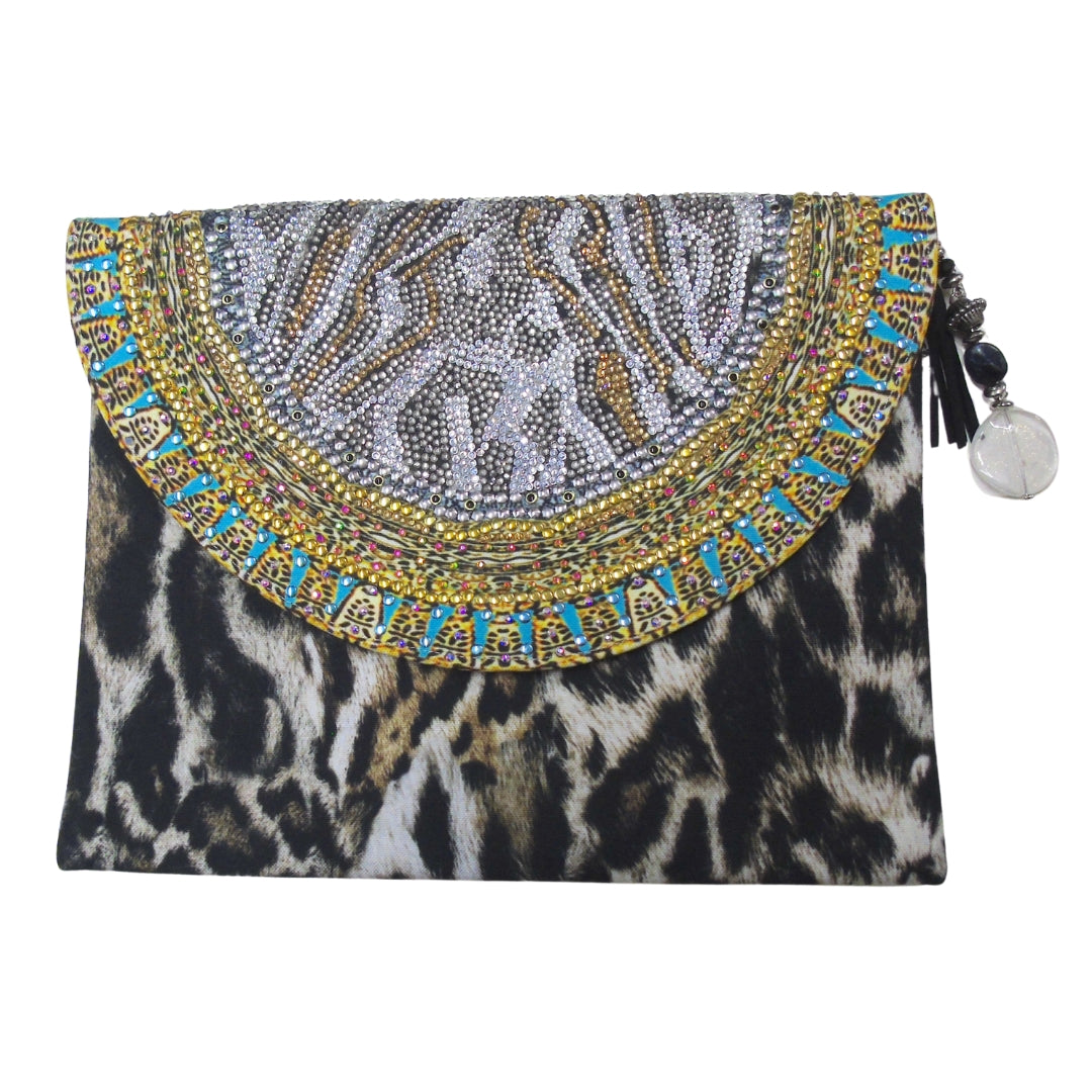 Inoa Fashion Siberia 1927 Brown Animal Print Clutch Bag Womens - Style Centre Wholesale