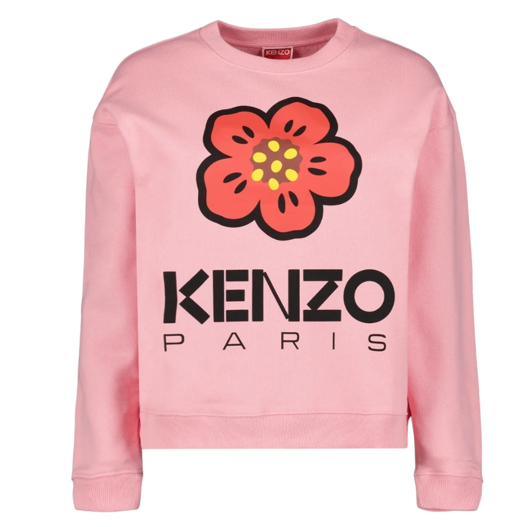 Kenzo Paris Flower Logo Rose Pink Sweatshirt XS