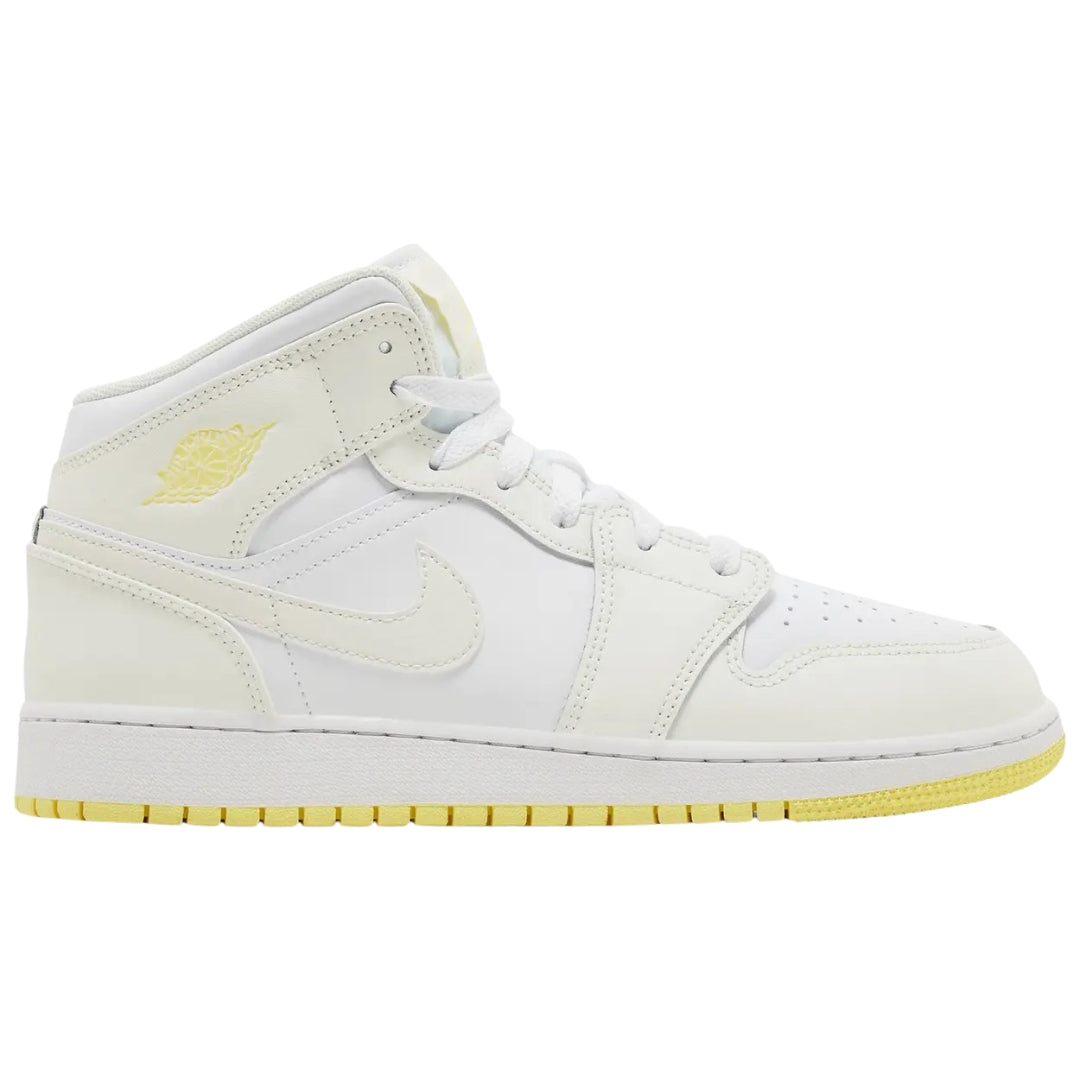 NIKE FD8780 181 Nike Air Jordan 1 Mid (GS) WHITE/CREAM/YELLOW TRAINER YOUTH UK 3.5
