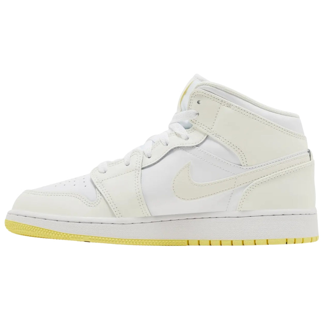 NIKE FD8780 181 Nike Air Jordan 1 Mid (GS) WHITE/CREAM/YELLOW TRAINER YOUTH UK 3.5