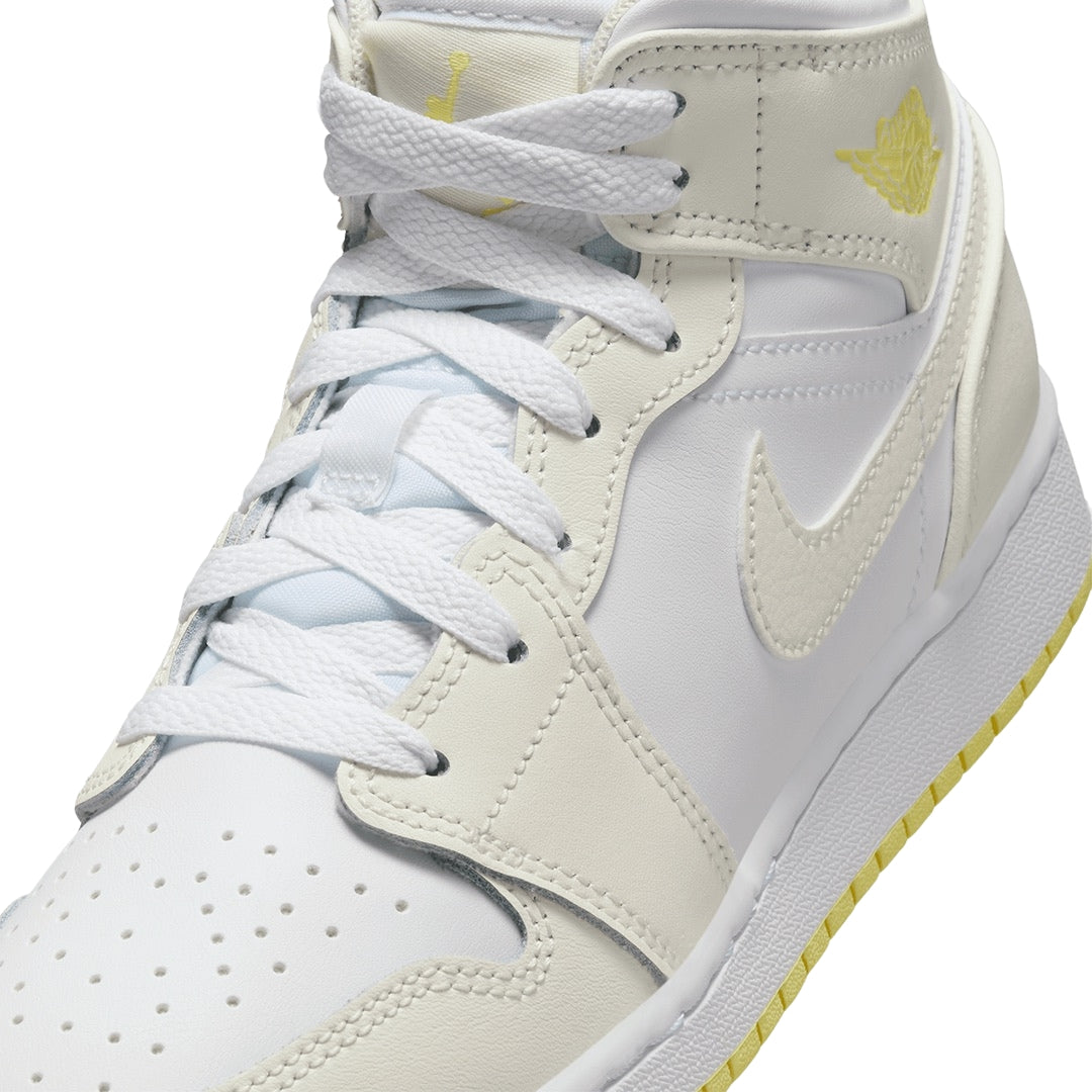 NIKE FD8780 181 Nike Air Jordan 1 Mid (GS) WHITE/CREAM/YELLOW TRAINER YOUTH UK 3.5