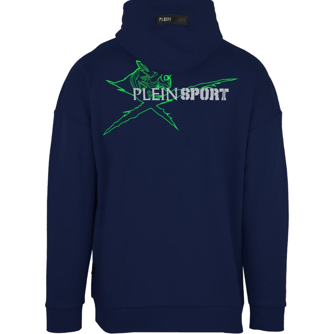 Plein Sport Block Logo On Chest Navy Blue Hoodie S