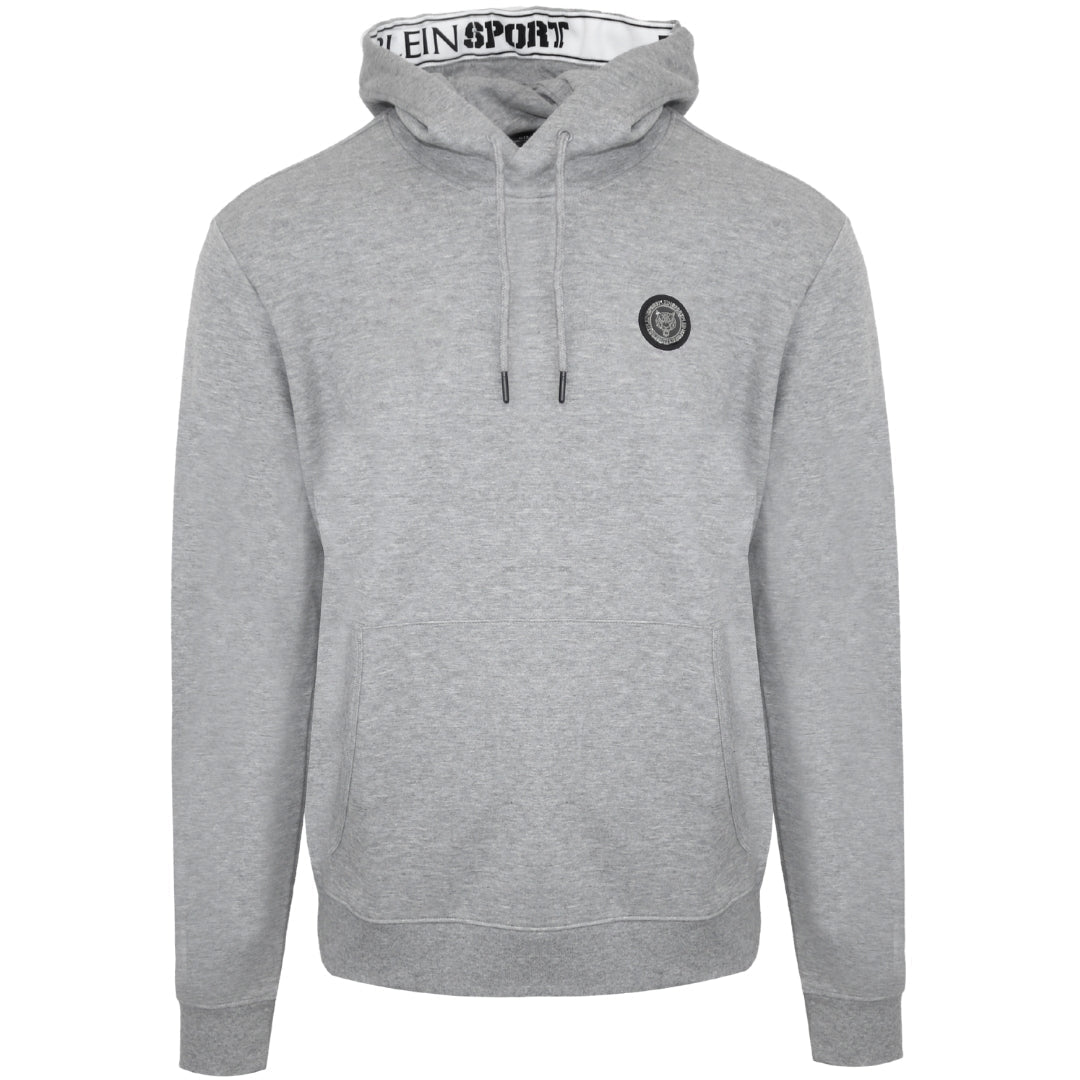 Plein Sport Large Scratch Logo Taped Hood Grey Hoodie S