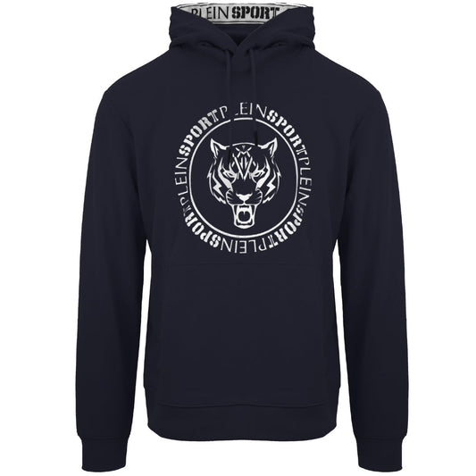 Plein Sport Circle Logo Taped Hood Navy Blue Hoodie S