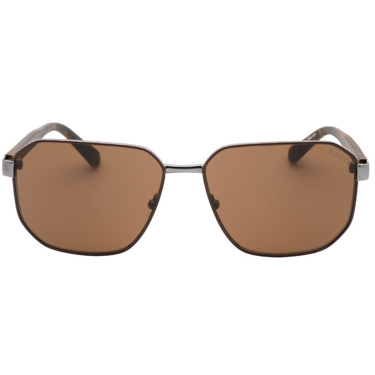 Guess Brown Lens Matte Gunmetal Sunglasses One Size