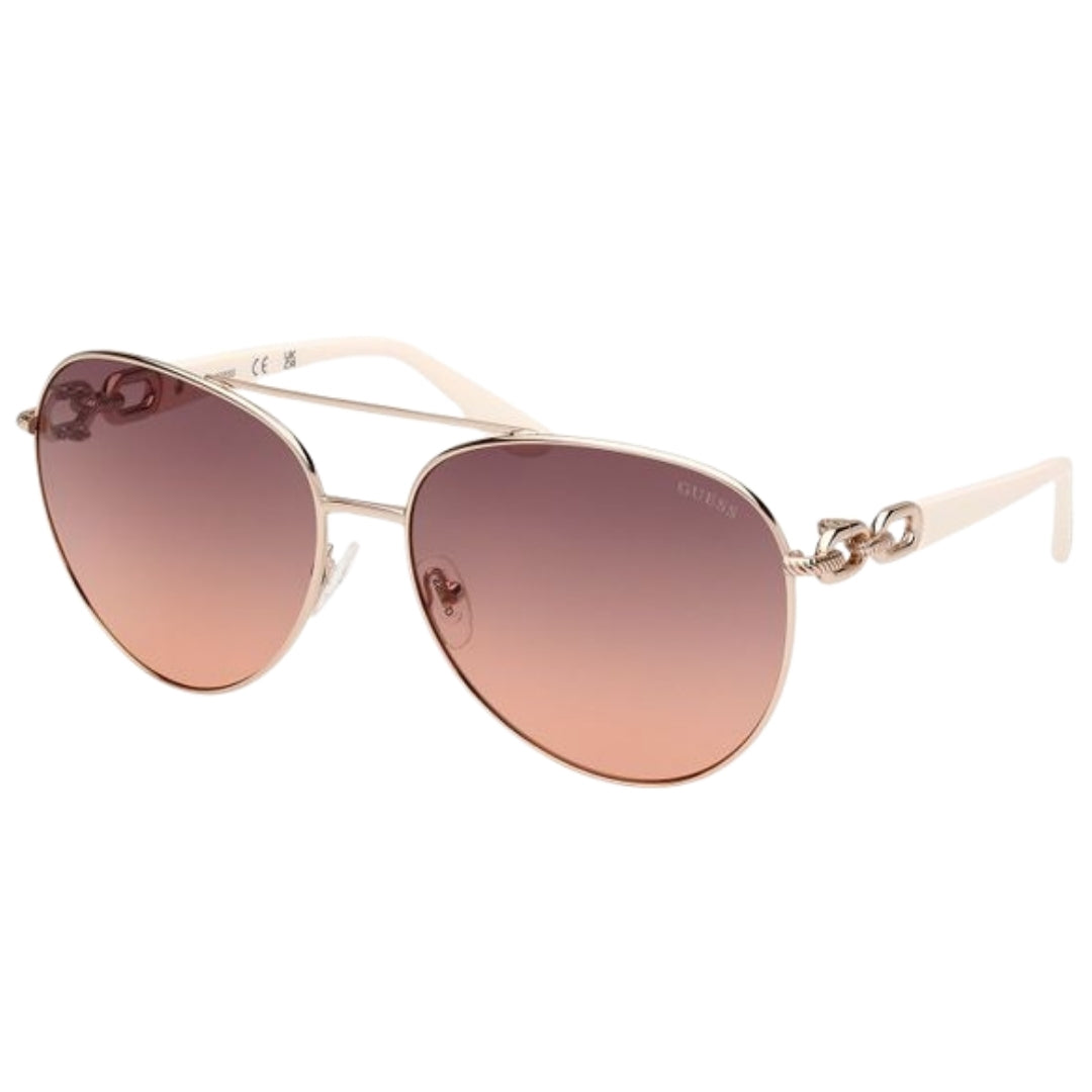Guess Gradient Bordeaux Lens Shiny Rose Gold Sunglasses One Size