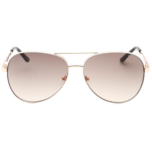 Guess Gradient Brown Lens White Framed Rose Gold Sunglasses GF6181 21F